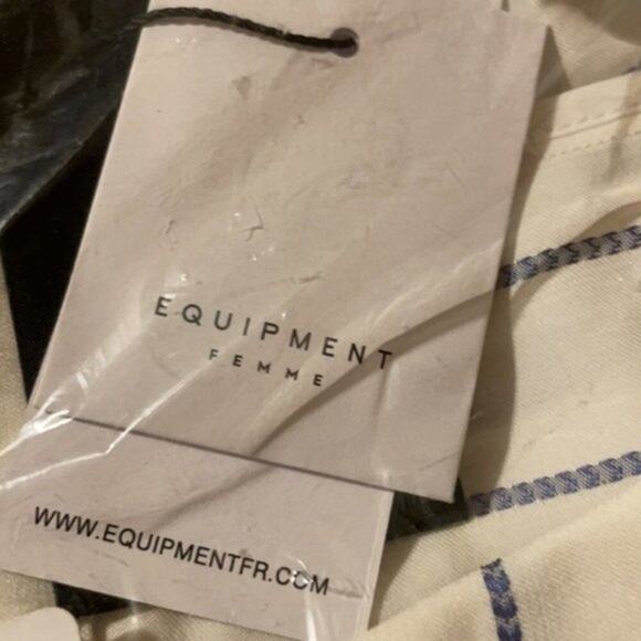 Equipment Gael Double Breasted Stripe Print Blazer white with Blue strips - Picture 6 of 7